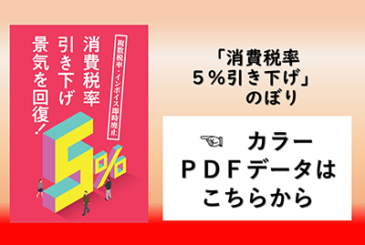 「消費税率5％引き下げ」のぼり
