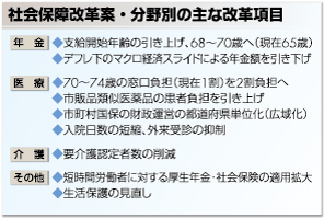 社会保障改革案・分野別の主な改革項目